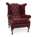 Queen Anne Wingback Armchair – Distressed Vintage Leather or Harris Tweed®, Handmade in Britain