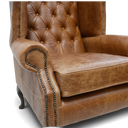 Queen Anne Handmade Leather Wingback Armchair | British Made