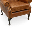 Queen Anne Wingback Armchair – Distressed Vintage Leather or Harris Tweed®, Handmade in Britain