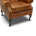 Queen Anne Handmade Leather Wingback Armchair | British Made