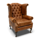 Queen Anne Handmade Leather Wingback Armchair | British Made