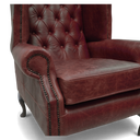 Queen Anne Handmade Leather Wingback Armchair | British Made