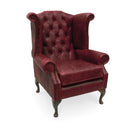 Queen Anne Wingback Armchair – Distressed Vintage Leather or Harris Tweed®, Handmade in Britain