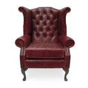 Queen Anne Wingback Armchair – Distressed Vintage Leather or Harris Tweed®, Handmade in Britain