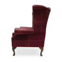 Queen Anne Wingback Armchair – Distressed Vintage Leather or Harris Tweed®, Handmade in Britain