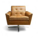 Space Mid-Century Swivel Armchair in Distressed Vintage Leather – Handmade in Britain