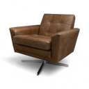 Space Mid-Century Swivel Armchair in Distressed Vintage Leather – Handmade in Britain