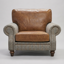 Handmade Hugh Harris Tweed & Leather Armchair | British Made