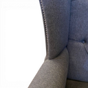 High Back Wing Chair in Blue-Grey Harris Tweed