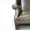 Coach House Vintage Green Leather Wingback Armchairs (Pair)