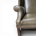Coach House Vintage Green Leather Wingback Armchairs (Pair)
