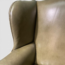 Coach House Vintage Green Leather Wingback Armchairs (Pair)