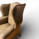 Coach House Vintage Green Leather Wingback Armchairs (Pair)