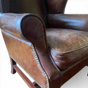 Halo Downing Vintage Leather Wingback Armchair