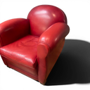 Pair of Retro Red Leather Club Chairs – Vintage Style Armchairs
