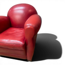 Pair of Retro Red Leather Club Chairs – Vintage Style Armchairs