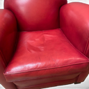 Pair of Retro Red Leather Club Chairs – Vintage Style Armchairs