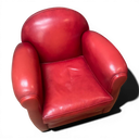 Pair of Retro Red Leather Club Chairs – Vintage Style Armchairs
