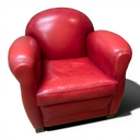 Pair of Retro Red Leather Club Chairs – Vintage Style Armchairs