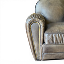 Vintage Halo Cigar Chair – Antiqued Olive Green Leather Armchair