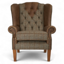 Berkley Handmade Harris Tweed and Leather Wingback Armchair – British Made